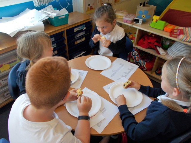 Year 1 pupils tasting French Food